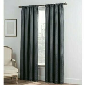 Insola Collette Solid Curtain Panel Gray Slate 95 Inch Rod Pocket Window 1 Panel